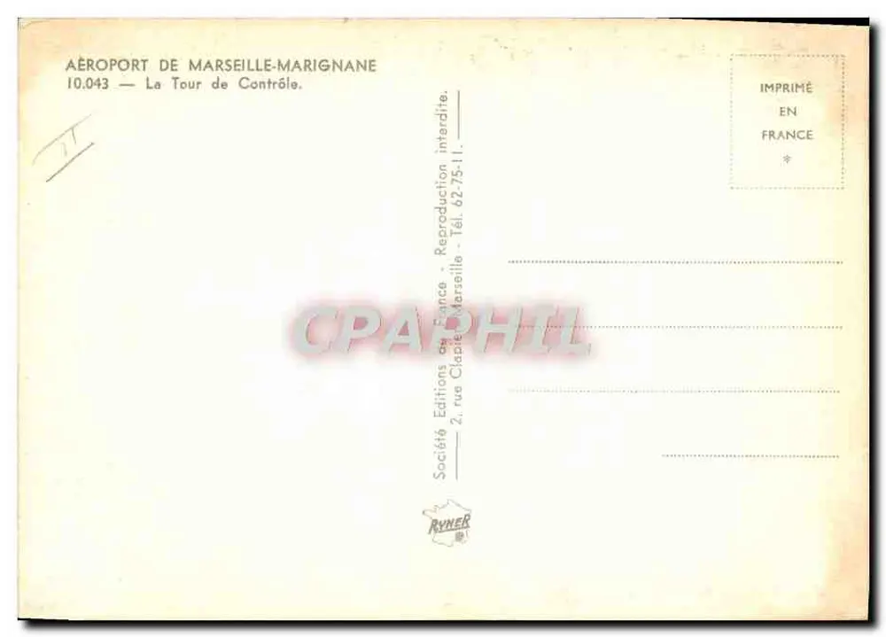Flughafen Marseille-Marignane — Kontrollturm — Société Éditions de France - Rückseite