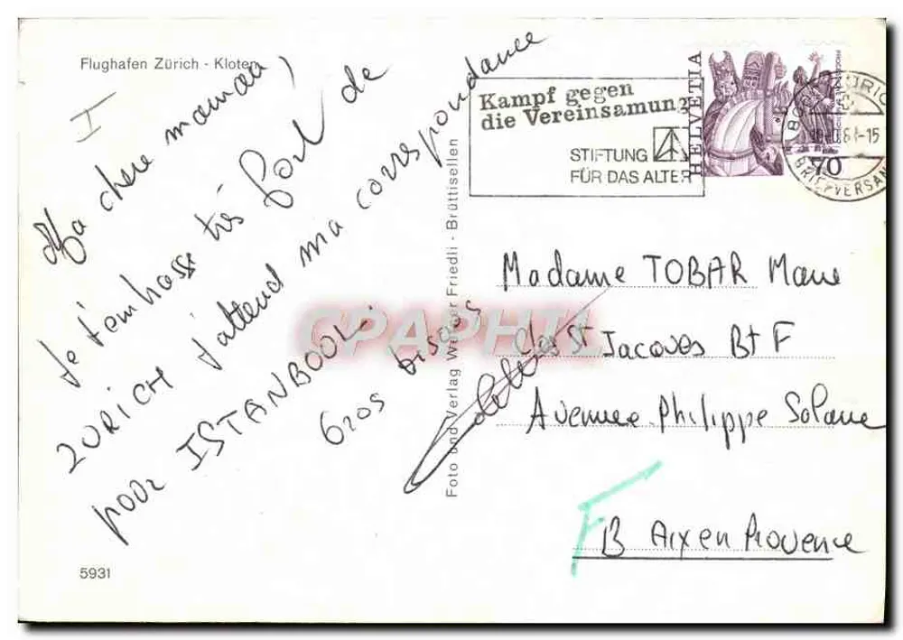 Flughafen Zürich-Kloten — Luftbild — Foto und Verlag Friedli, Nr. 5931 - Rückseite