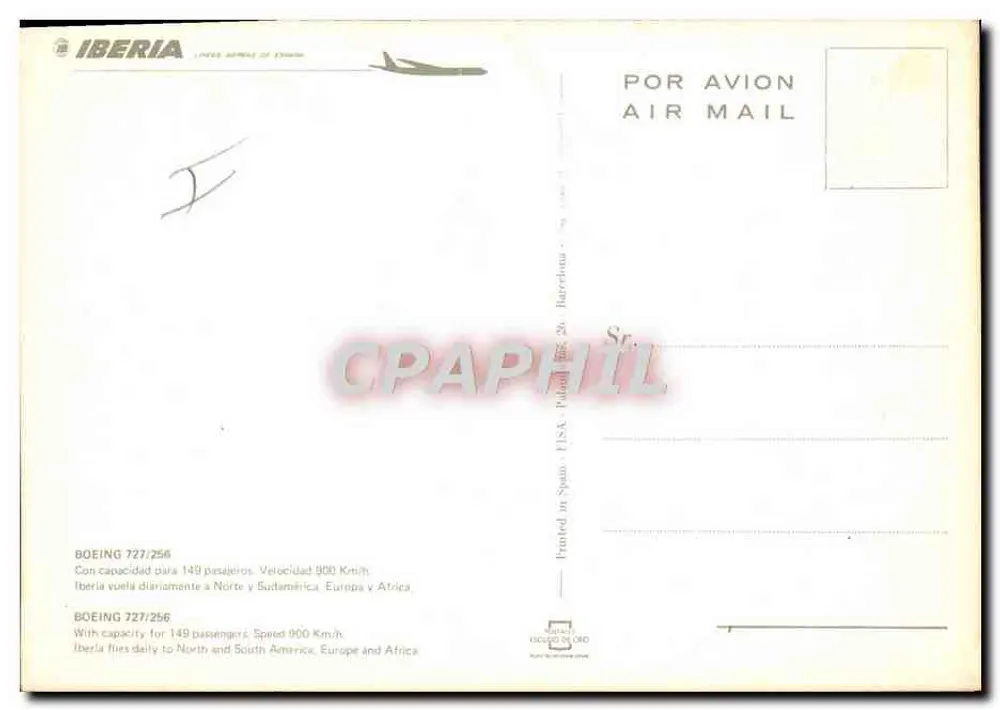 Avião Iberia Boeing 727-256 — EC-CAK — Iberia Líneas Aéreas de España - Verso