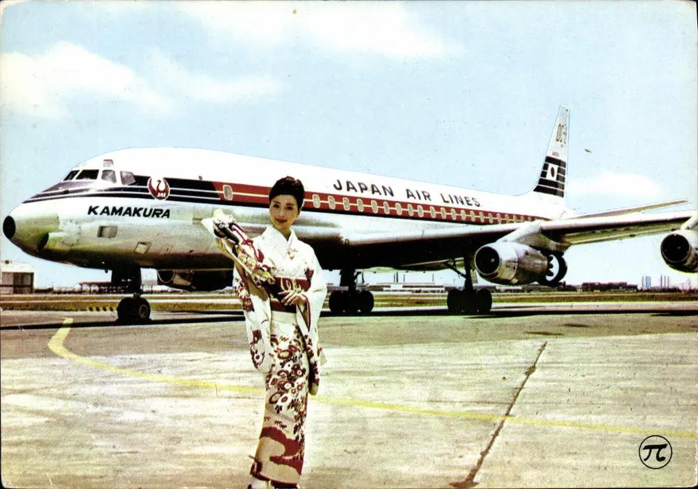 Kamakura — Flugzeug Japan Air Lines DC-8 — Verlag Editions B.L. - 71, avenue de Wagram, Paris - Vorderseite