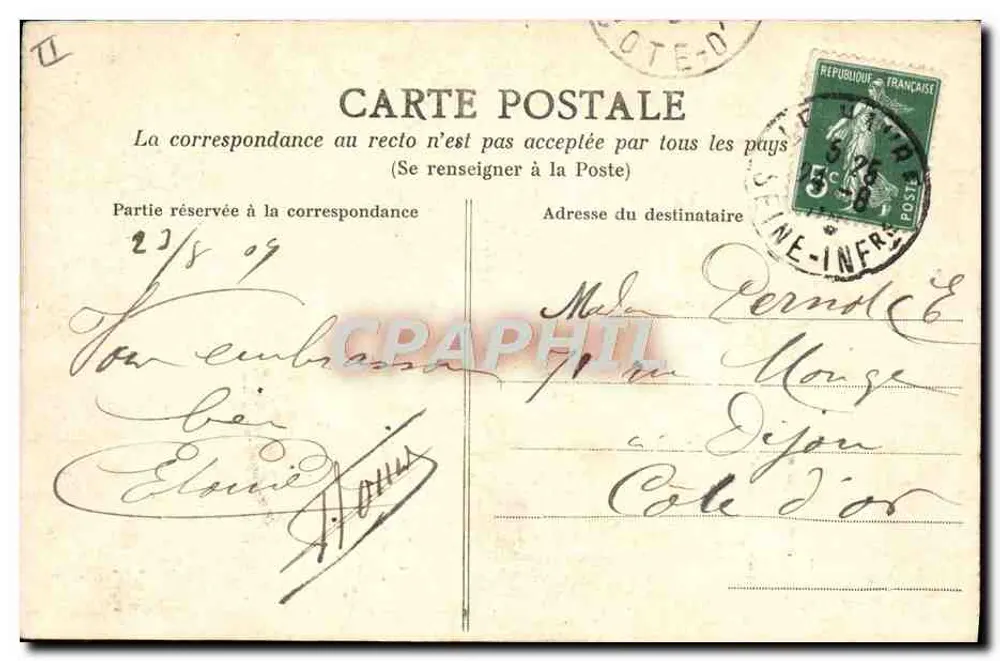 Mulher em um balão dirigível — Le Havre — editor desconhecido - Verso