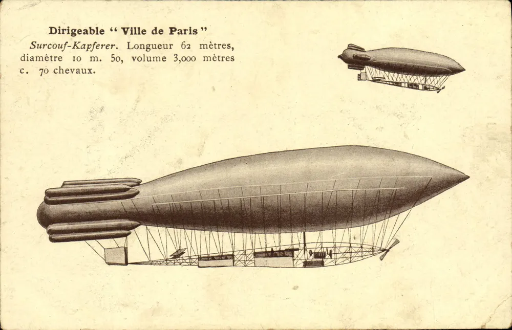 Dirigeable "Ville de Paris" — illustration technique — éditeur CHOCOLAT-LOUIT - Frente