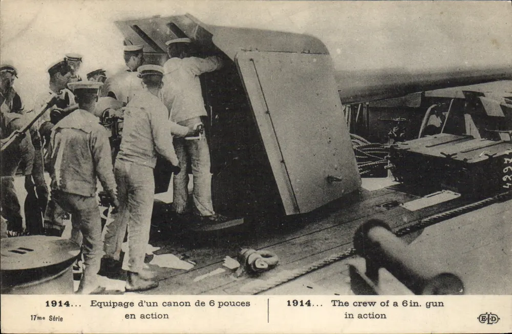 Besatzung eines 6-Zoll-Kanons in Aktion — 1914 — 17. Serie — Verleger E.P.D. - Vorderseite