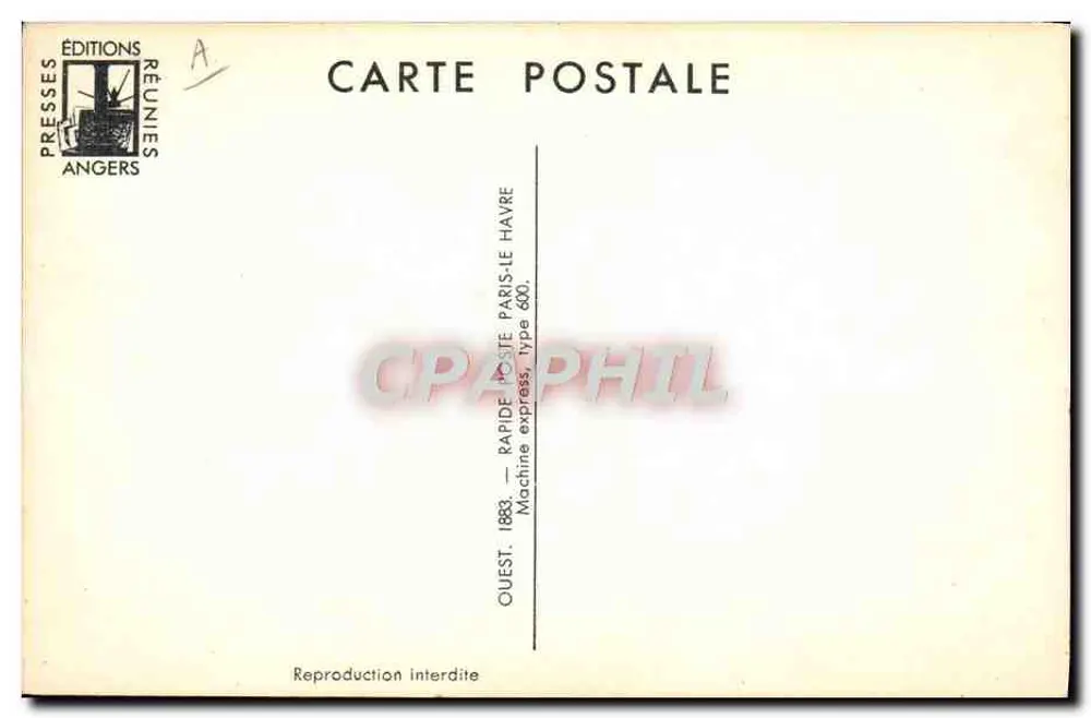 Máquina expressa 1883 — Tipo 600 — Éditions Réunies Angers - Verso