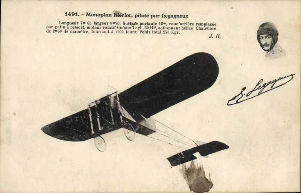 Einmannigelter Blériot, geflogen von Legagneux — 1491 — J. Hauser, Foto-Verlag, Paris - Vorderseite