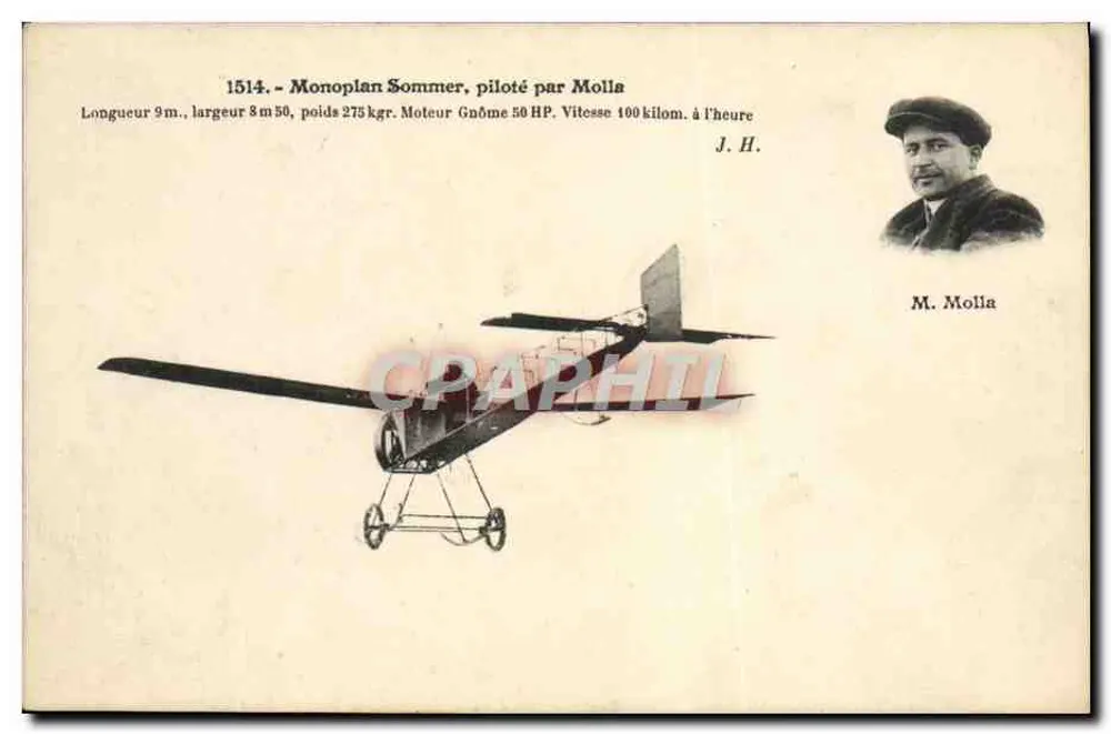 Monoplan Sommer geflogen von Herrn Molia — J. Hauser, Foto-Verlag, Paris - Vorderseite