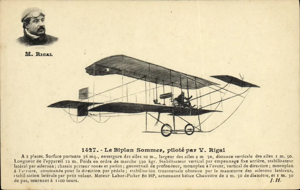Der Sommer-Biplan — Geflogen von V. Rigal — Housset, phot.édit., Paris - Vorderseite