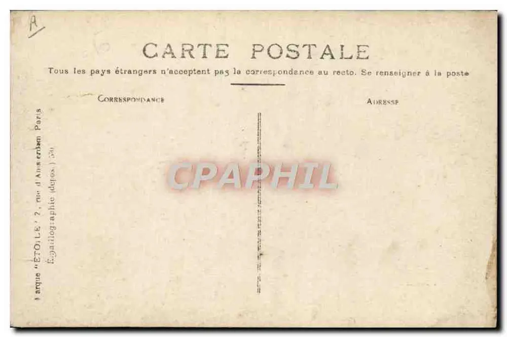 Duray em um biplano Farman — voo sobre o mar — editor ÉtOile, Paris - Verso