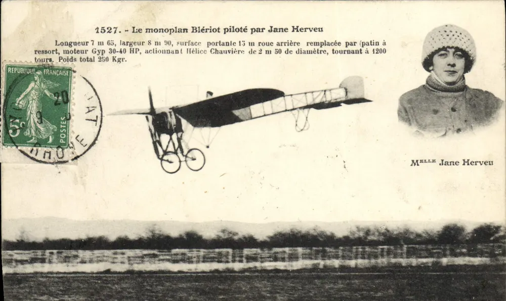 Einmannigelter Blériot, geflogen von Jane Herveu — n° 1527 — J. Hauser, Foto-Verlag, Paris - Vorderseite