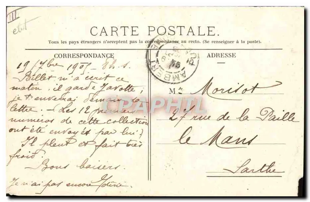 Auvergne-Rundkurs. Gordon Bennett-Rennen 1905 — Straße der Baraque unter der Roche Percée — L'Hirondelle, Paris - Rückseite