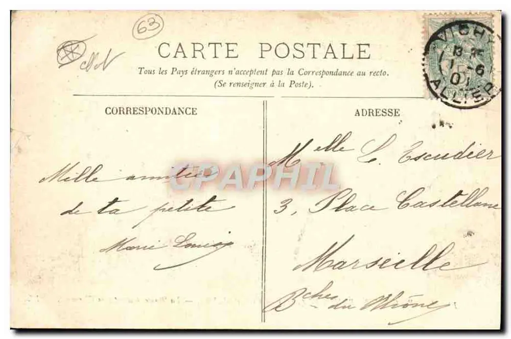 Gordon Bennett-Rennen (1905) — Michelin-Rennstrecke — Die Straße führt abwärts nach Clermont — LL. — N° 34 - Rückseite