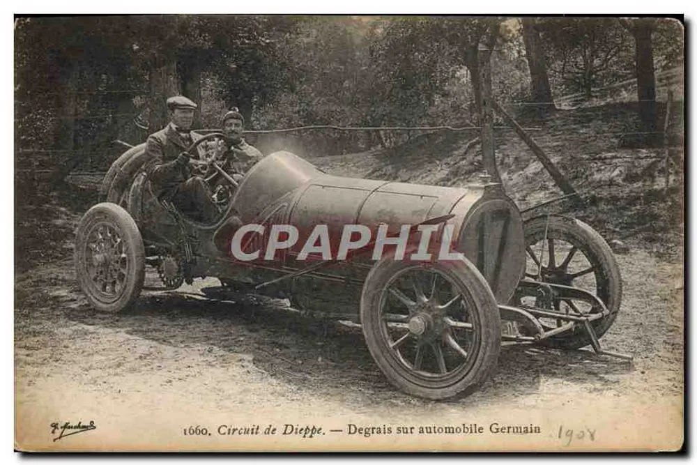 Rundkurs von Dieppe — Degrais auf Automobil Germain — J. Fauchard - Vorderseite