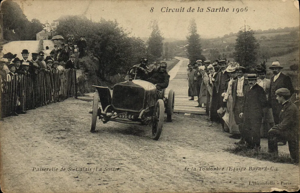 Circuit de la Sarthe 1906 — Passerelle de S-Calais (La Sortie) — Équipe Bayard-C.1 — L’Hirondele - Paris - Vorderseite