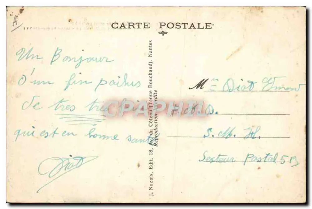 Casais em carro — cena humorística — J. Nozais, Ed. 18, Nantes - Verso