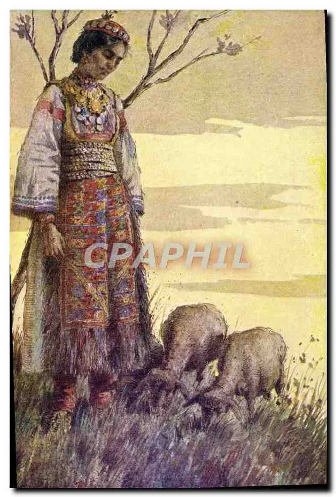 Frau im traditionellen Kleid — Dalmatien — V. Meneghello-Dinčić, Mapa IV-12 - Vorderseite