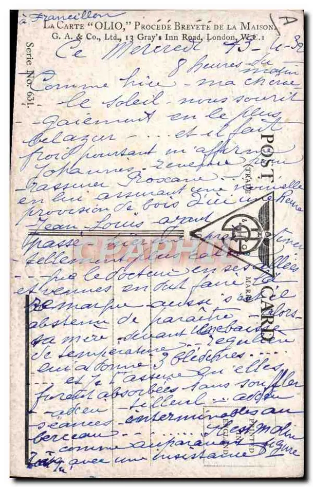Vue de jardin japonais — femme à la fenêtre — éditeur G. A. & Co., Londres, série 631 - Verso