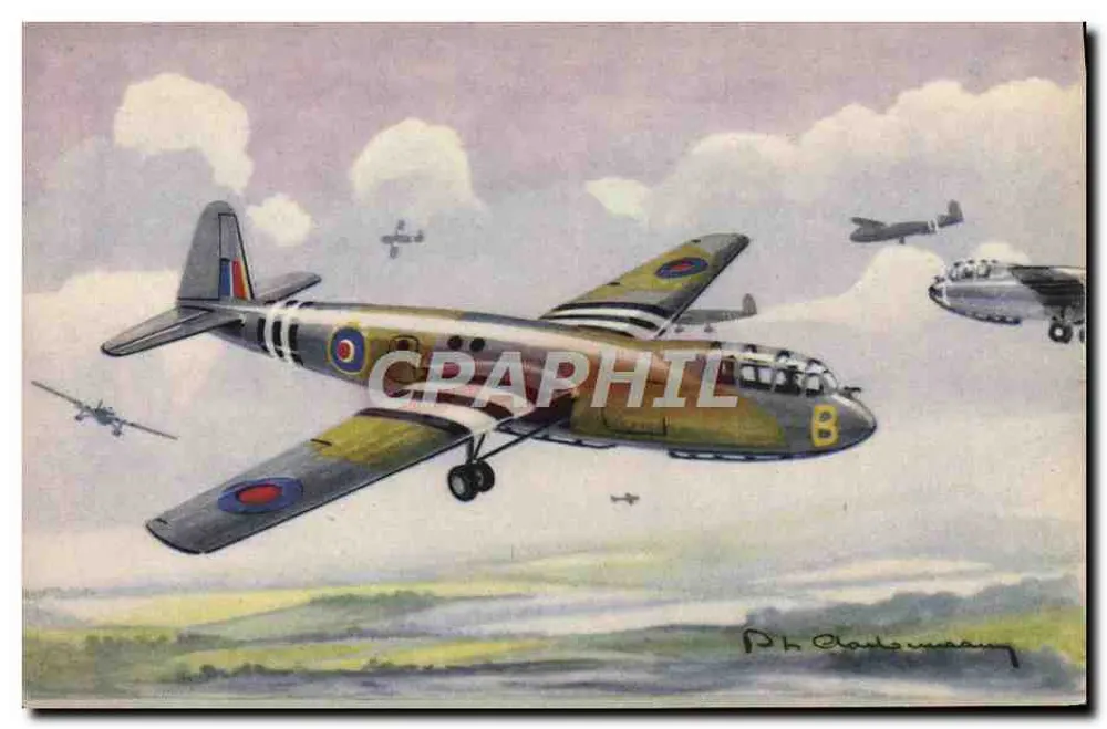 Britse militaire vliegtuig in de lucht — illustratie — Ph. Claroisman - Voorkant