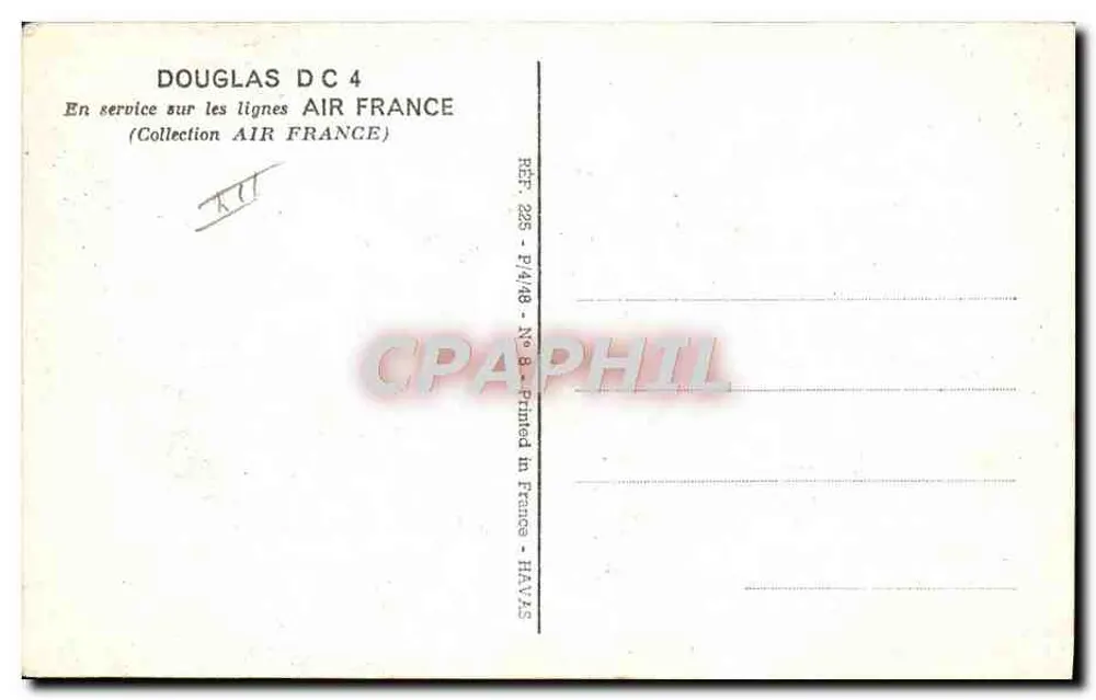 Douglas DC-4 — In Betrieb auf AIR FRANCE-Flugrouten — HAVAS - Rückseite