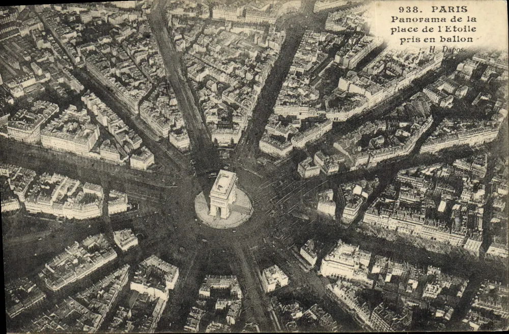 Paris — Luftbild der Place de l'Étoile — H. Depos, n°938 - Vorderseite