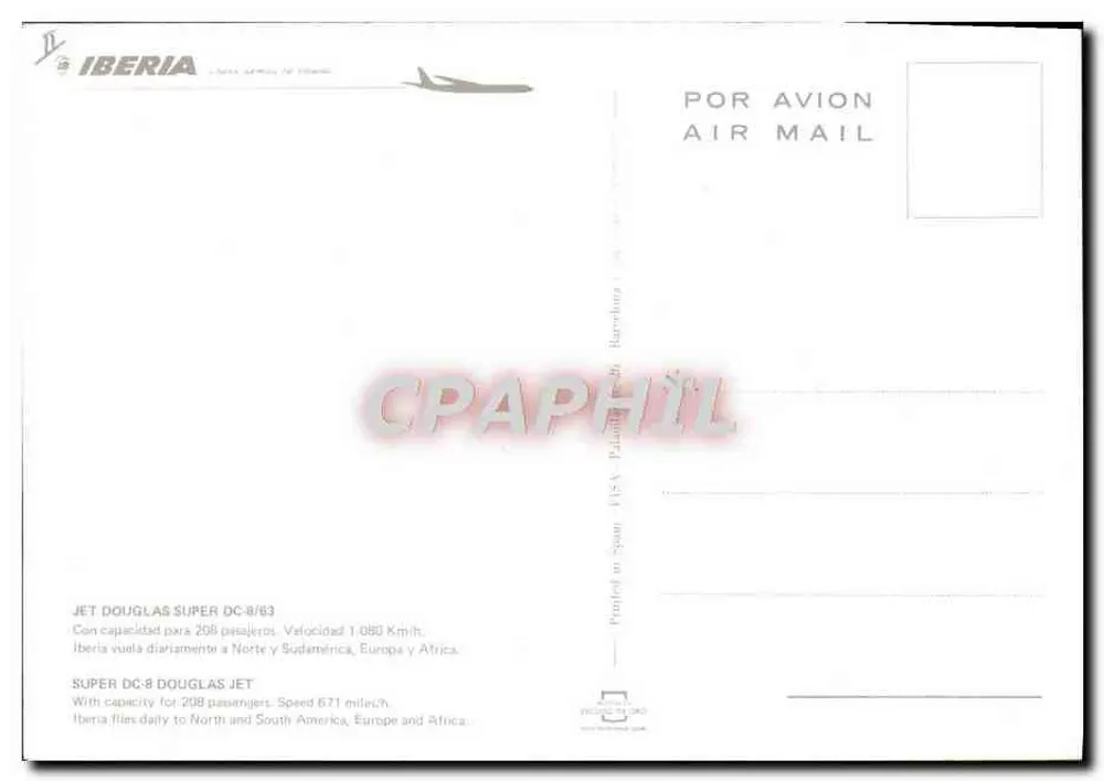 Avião Iberia DC-8 — Super DC-8/63 — Iberia Linias Aéreas de España - Verso