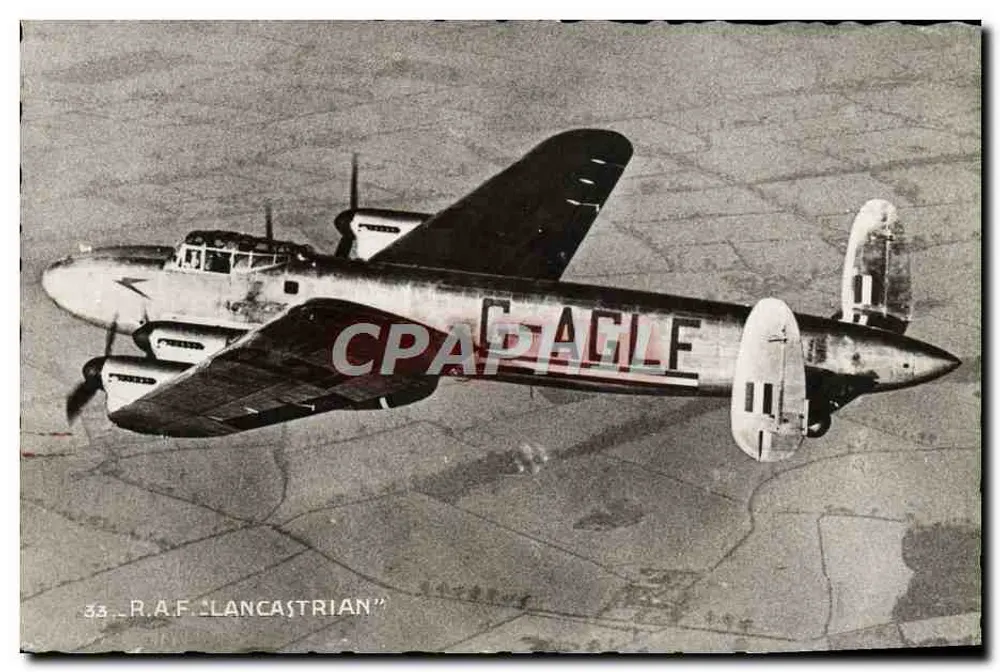 Avion R.A.F. "Lancastrian" — wersja cywilna Lancaster — Wydawnictwo Sudria, Paryż - Awers
