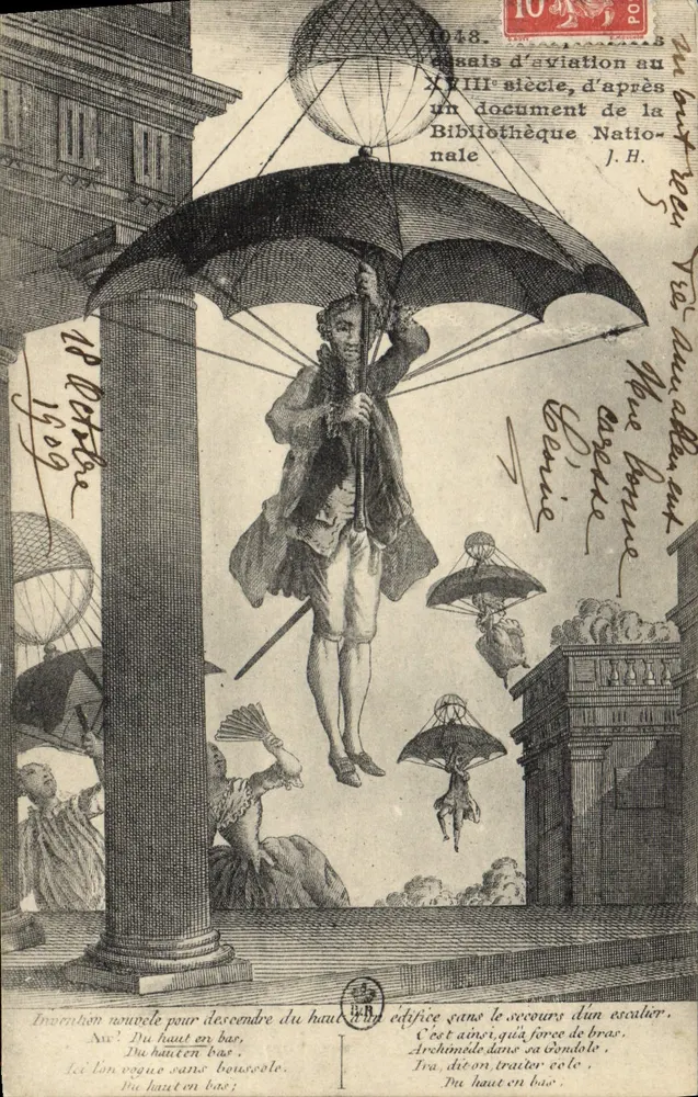 Experiments in Aviation in the 18th Century — after a document from the National Library — publisher not visible - Vorderseite