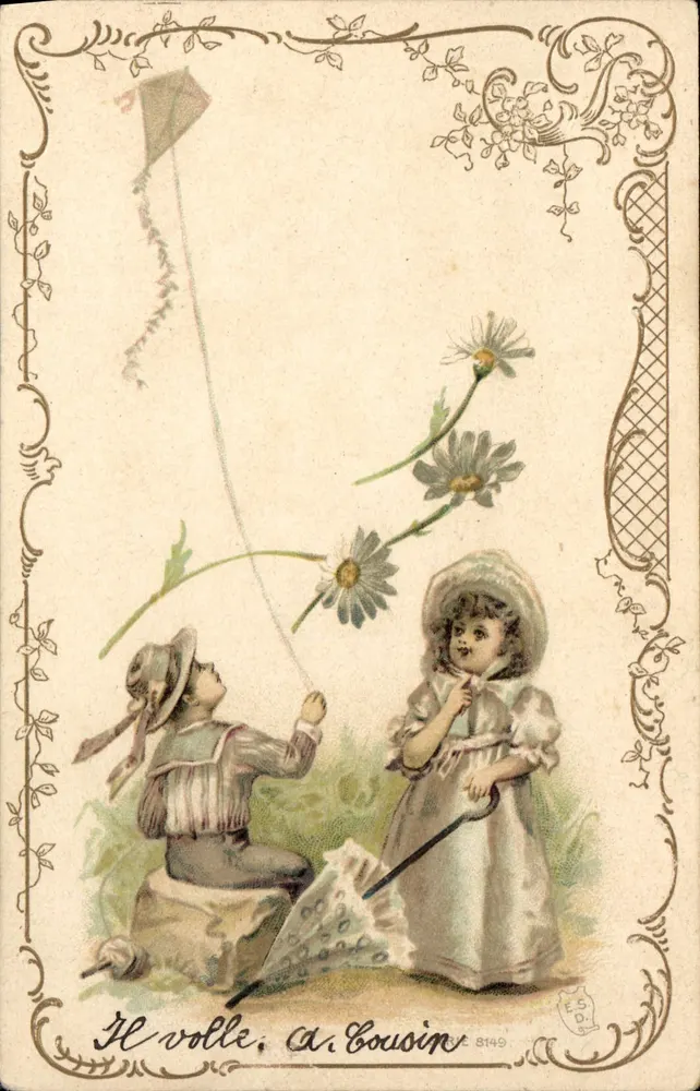 Kinder, die mit einem Drachen spielen — A. Cousin, n° 8149 - Vorderseite