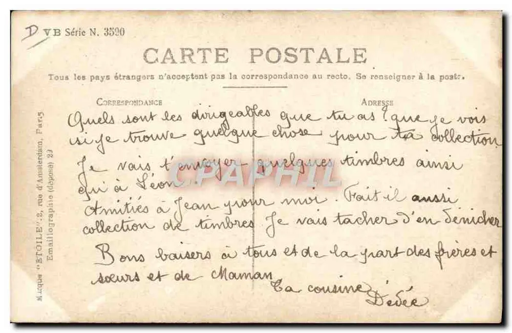 O dirigível misto "Malécot" — editor DVB, série N. 3590 - Verso