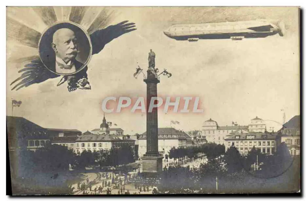 Place de la République em Paris — monumento central e balão dirigível — editor G. Lévy - Frente