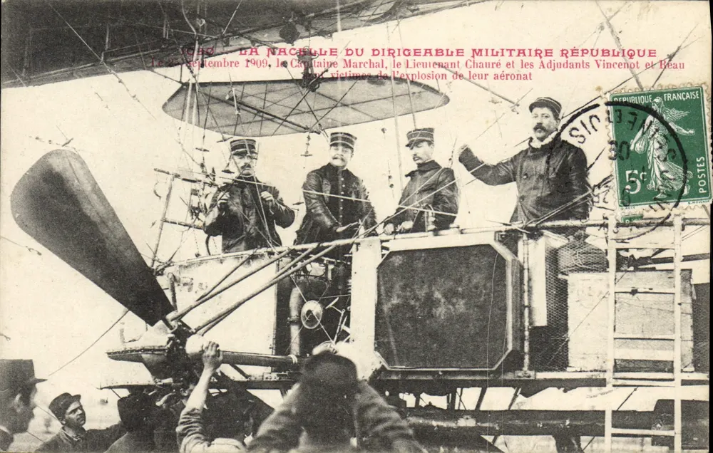Die Kabine des republikanischen Militärballons — Explosion am 25. September 1909 — unbekannter Verlag - Vorderseite