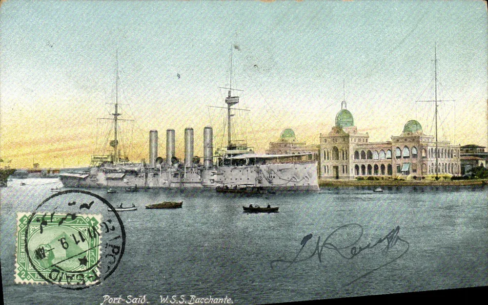 Port-Said — Port-Said. W.S.S. Bacchante. — Ephithimos Frères, Port-Said. - Recto