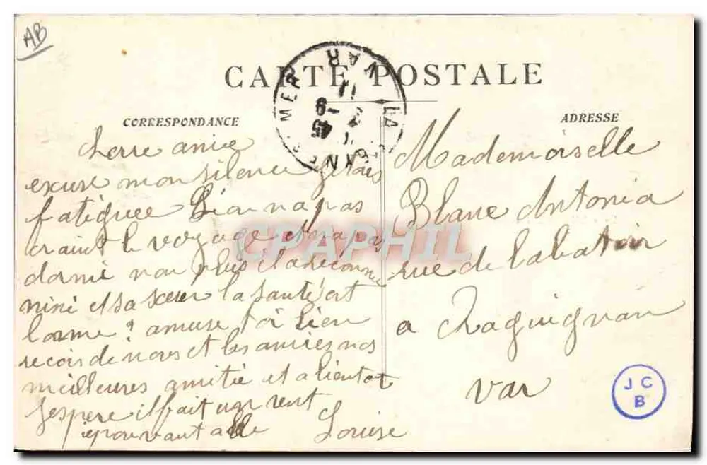 Catástrofe do «Liberté» — Explosão do cruzador francês — Ed. Jeper e Charelli - Toulon - Verso