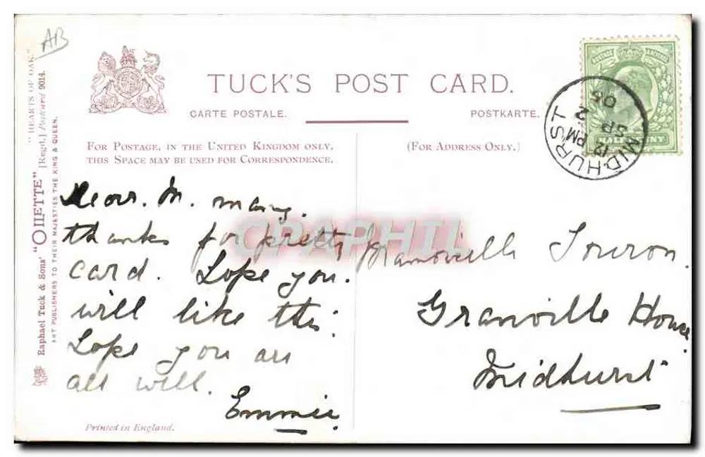 Marinheiros lavando o convés de um navio — após o abastecimento — carta postal de Tuck's - Verso