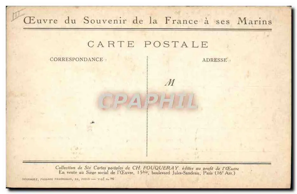 Para nossos marinheiros — Canhoneiros do Yser, do Aisne e da Meuse — CH. Fouqueray - Verso