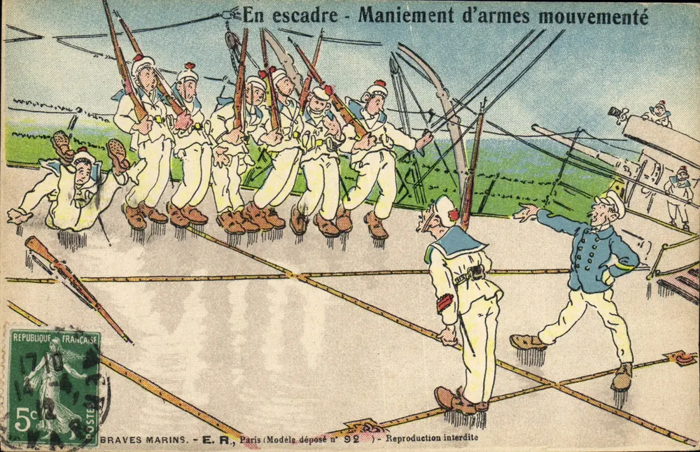 Matrosen in Formation — Bewegte Waffenmanöver — Tapfere Matrosen — E.R., Paris (Geschütztes Modell No. 92) - Vorderseite