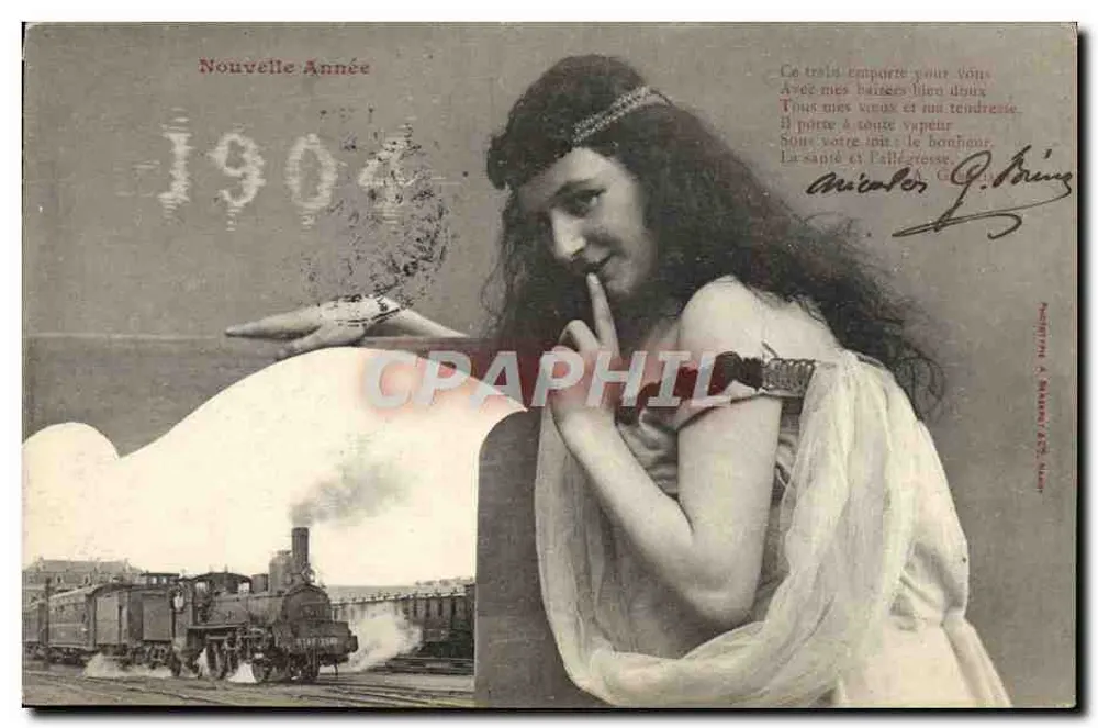 Elegante Dame — Neujahr 1904 — Phototypie A. BARRAUD & Cie, Nîmes - Vorderseite