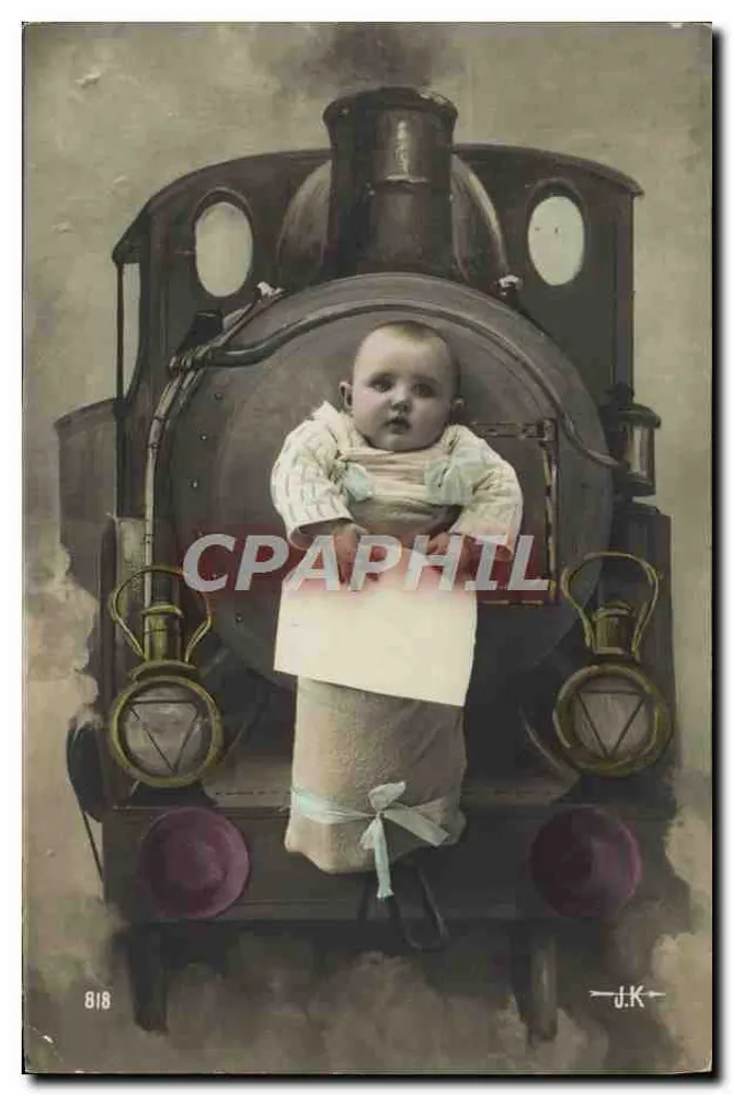 Baby auf einer Dampflokomotive — J.K. — n° 818 - Vorderseite