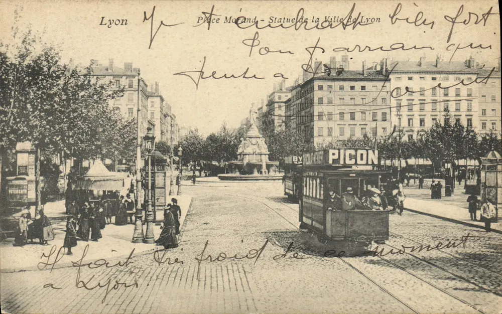 Lyon - Place Morand - Statue der Stadt Lyon — unbekannter Verlag, Seriennummer nicht sichtbar - Vorderseite
