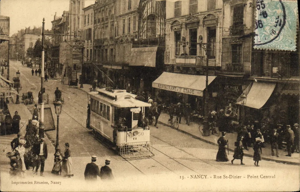 NANCY - Rue St-Dizier - Ponto Central — Trem n°50 — Imprimeries Réunies, Nancy - Frente