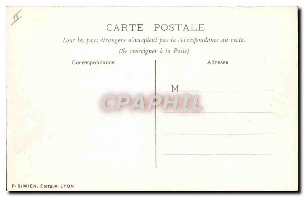 LYON — Estação Perrache — P. Simien, Editor, Lyon, n° 177 - Verso