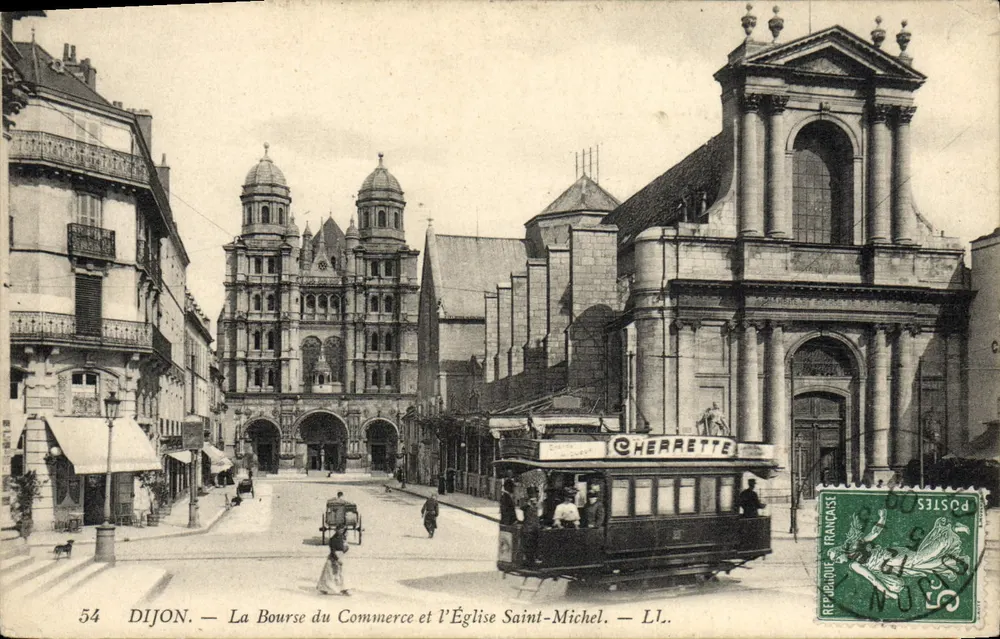 Dijon — Die Börse des Handels und die Kirche Saint-Michel — LL. - Vorderseite