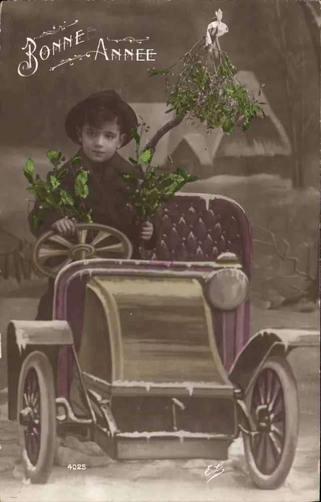 Kind in einem Winterwagen — Frohe Weihnachten — E.L. n°4025 - Vorderseite