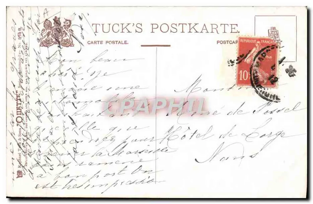 Automóvel — cena de estrada — Tuck's Postkarte, n° 568 B - Verso