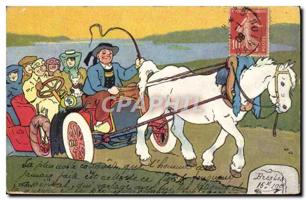 Kutschenfahrt — Humor — Universal Postal Union - Vorderseite