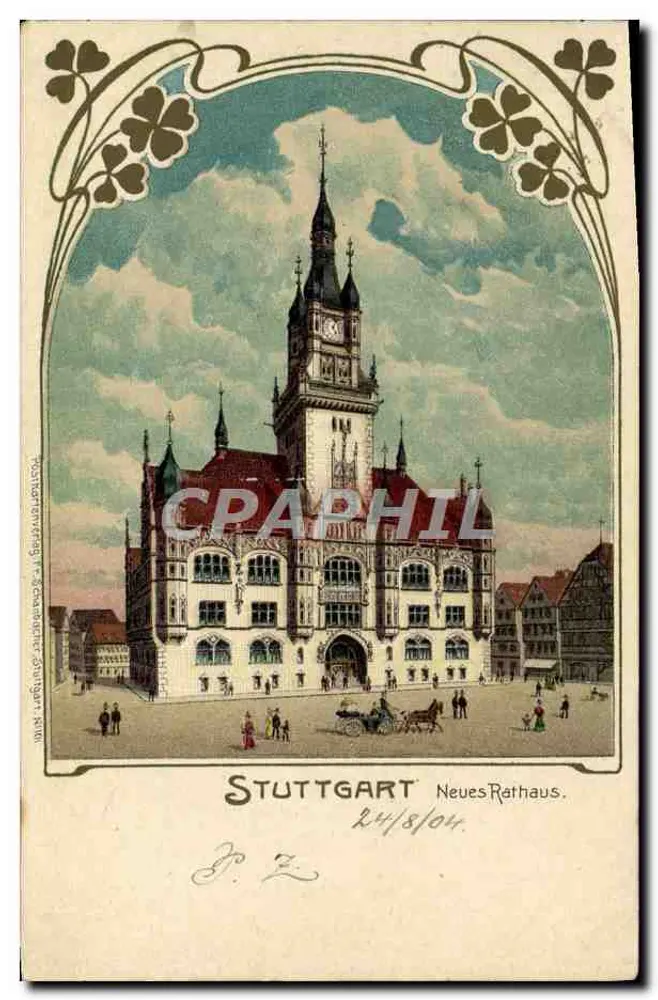 Stuttgart — Nouveau Rathaus (Neues Rathaus) — éditeur : Postdruckerei Stuttgart - Frente
