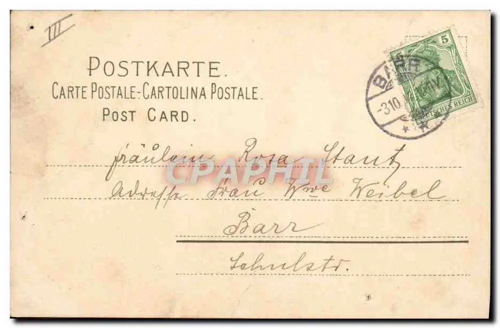 Jeune femme et homme en intérieur — scène d'émotion — éditeur Meissner & Löpky, Leipzig - Rückseite