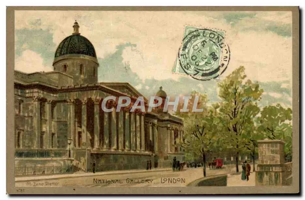 National Gallery, Londra — vista dell'edificio con cupola — M. Zeno Diemer, n° 785 - Recto