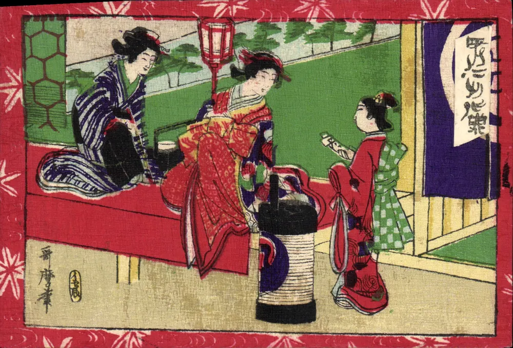 Cena de vida japonesa — gravura ukiyo-e — editor Utagawa Kunisada, n° 113 - Frente