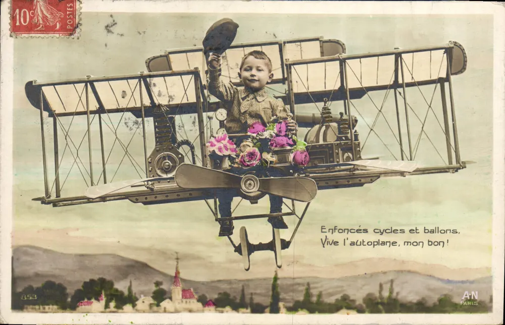 Kindheit und Luftfahrt — Drücke die Zyklen und Ballons, Vive l'autoplane, mein guter! — AN Paris, n°853 - Vorderseite