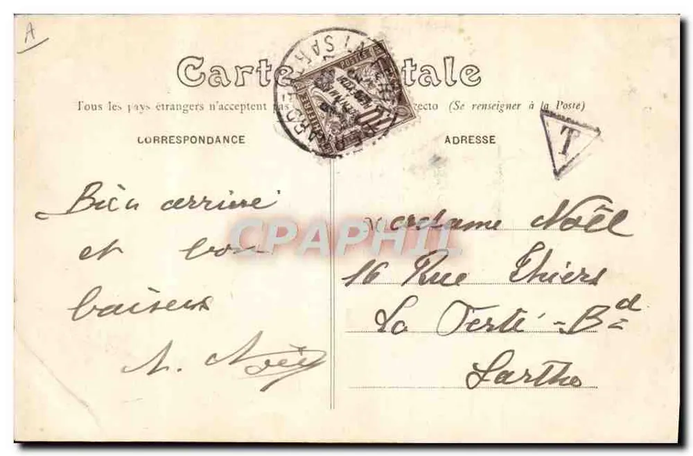 Aviation 1908 — Karikatur eines Mannes, der ein Flugzeug wie ein Drachen startet — Foto J-Bouveret Le Mans - Rückseite